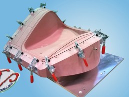 Viscardi Modellisti, dime di misura e di posaggio dime di taglio per macchine CNC dime di taglio per water jet dime di incollaggio selle e supporti di lavoro dime di trasporto